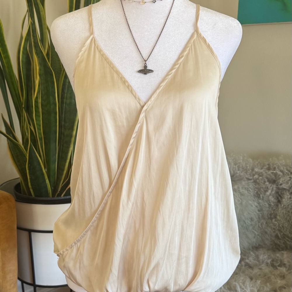 Astr Beige Wrap Camisole Top